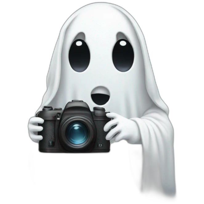 Ghost holding a camera emoji