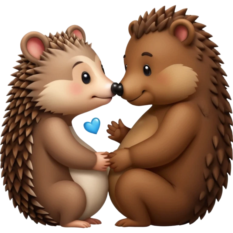 Hedgehog kissing bear emoji