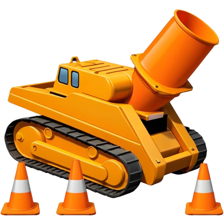 tank crushing multiple traffic cones under its treads emoji
