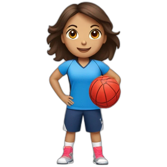 Une jeune fille brune habiller en rouge qui fait du handball emoji