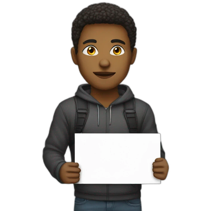 Protester holding a sign written “KAT” emoji