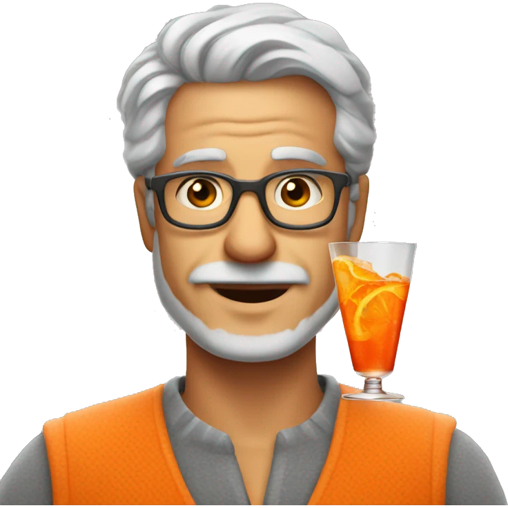 Man with grey hair Aperol Spritz emoji