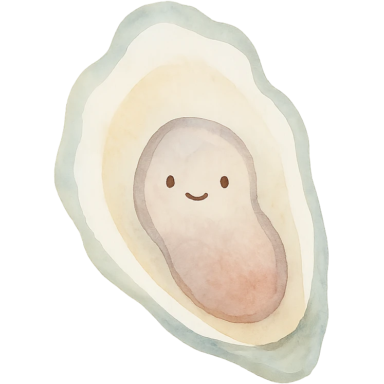 cute oyster, watercolor art style emoji