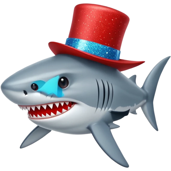 red glitter top hat shark emoji