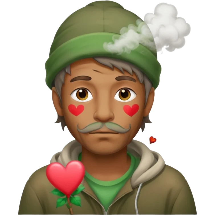 Homeless man with Valentine’s Day decor smelly and ugly  white and green smoke  emoji