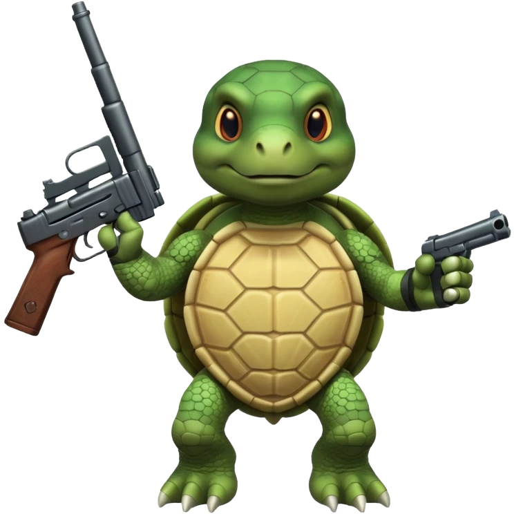 Military turtle holding a gun emoji
