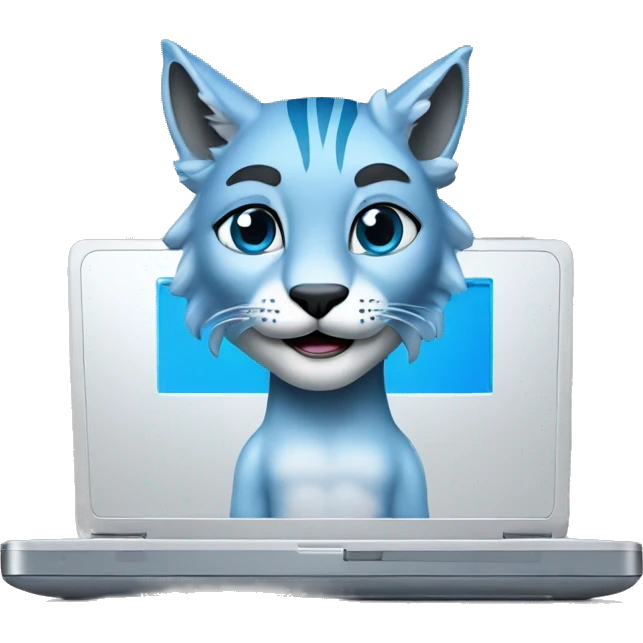 A blue lynx with a laptop emoji