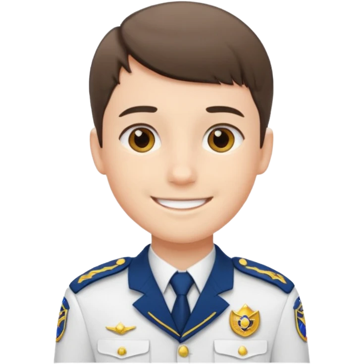 Young Male: short hair, wearing uniform, white skin emoji