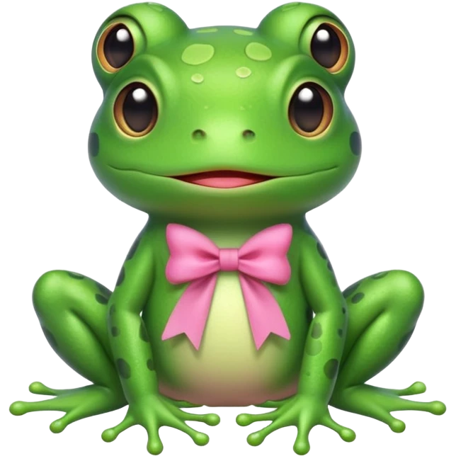 Cute Frog with pink ribbon emoji