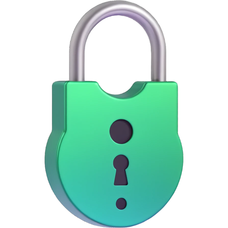 small green lock, shiny and metallic emoji