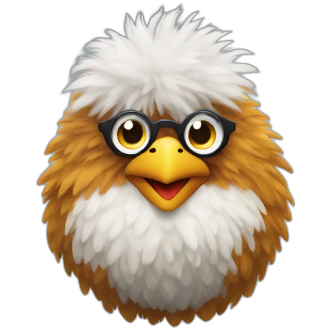 Fluffy chicken with lens and smoke emoji