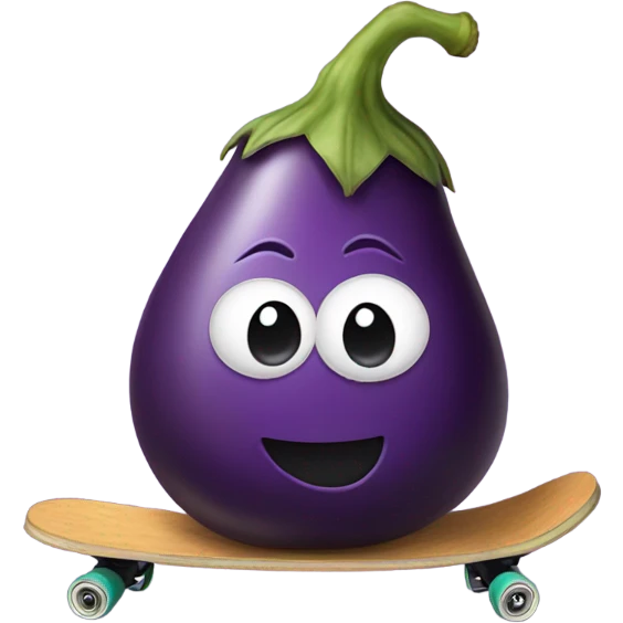 Eggplant on a skateboard emoji