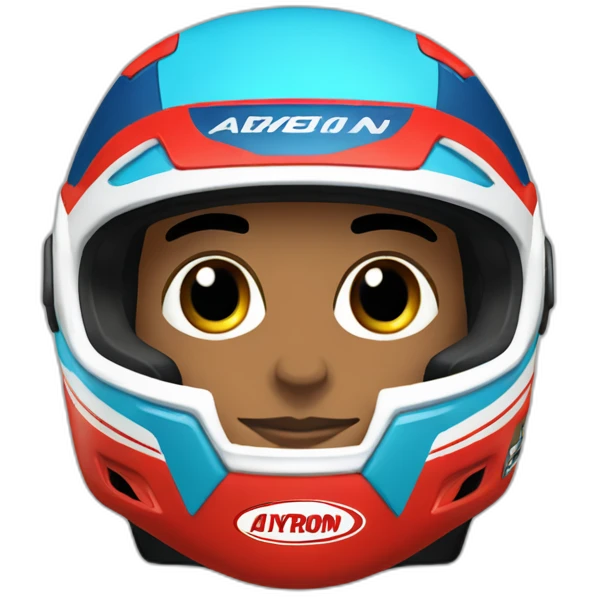 Aytron senna with a blue cap and red racing suit emoji