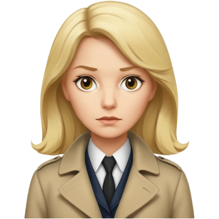 detective woman in long coat, blond hair, white skin emoji