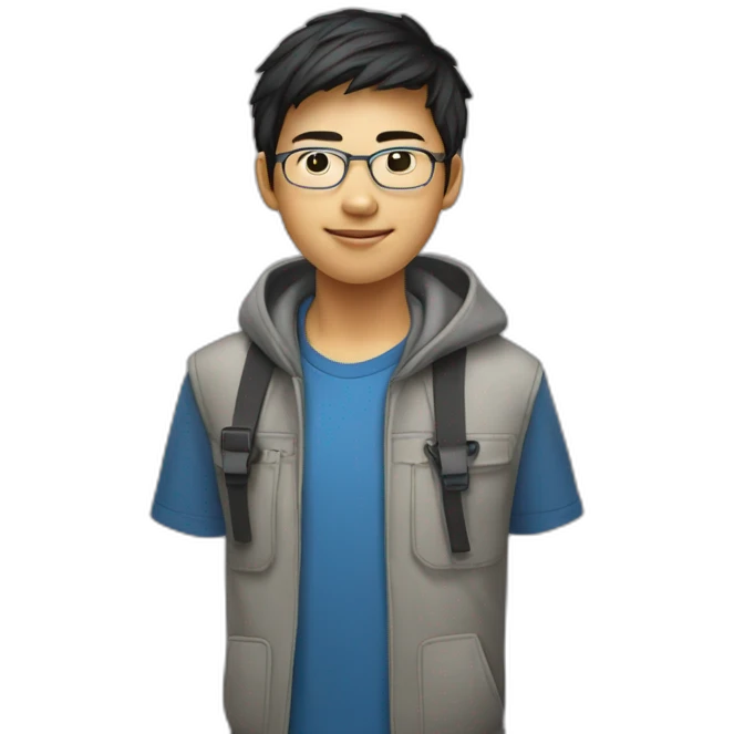 asian teen computer science major intern as software engineer in a cool tech startup emoji