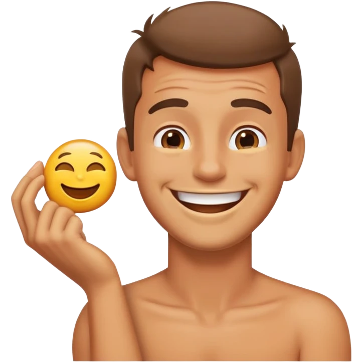 Guy holding neck and laughing emoji emoji