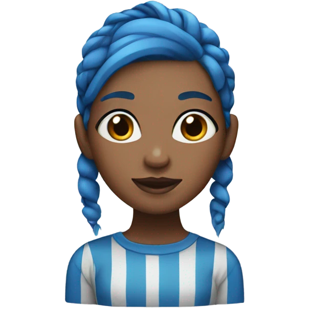 Girl with blue and black striped hair emoji