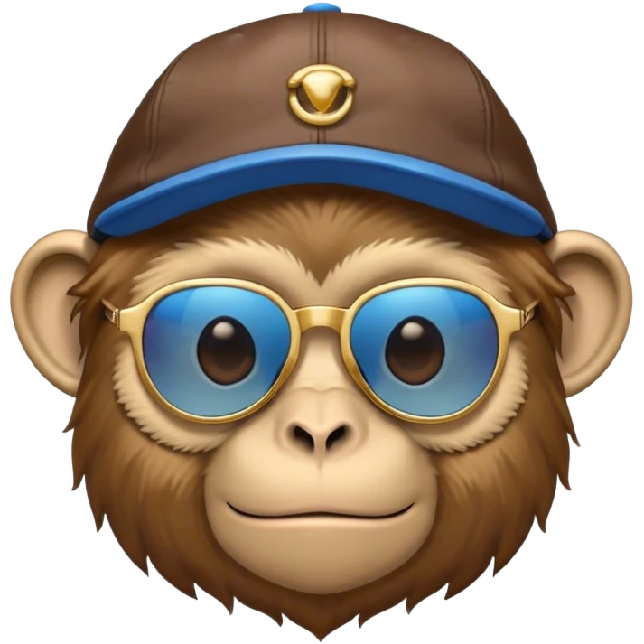 standing monkey with sunglasses and white tshirt and chain and blue cap emoji