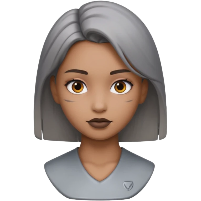 gray metal painted girl bust face included no skin color emoji