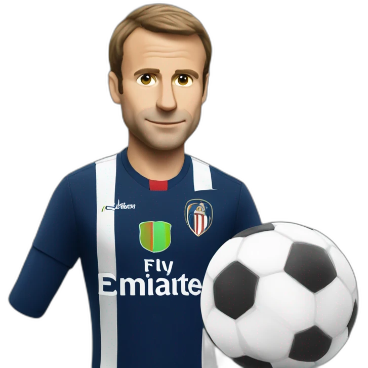 Macron playing soccer emoji