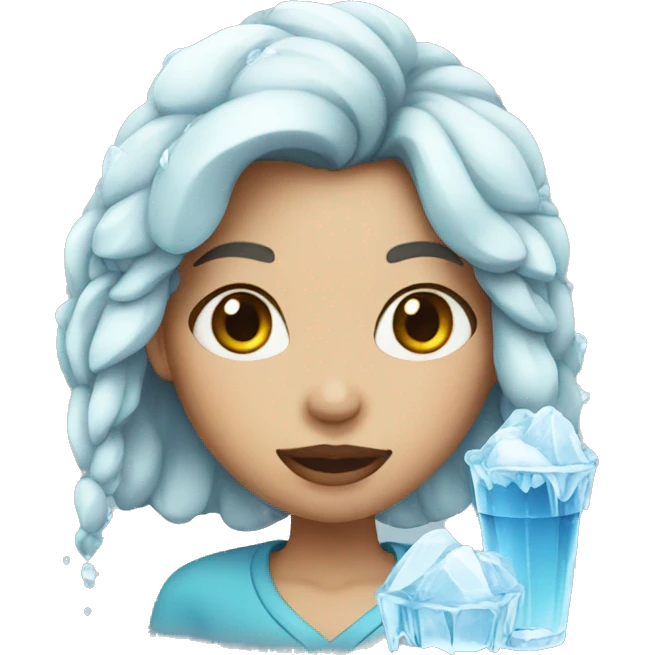 Girl with ice emoji