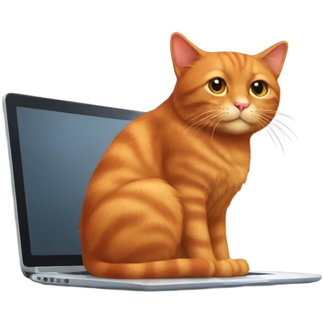 Red cat with a laptop emoji