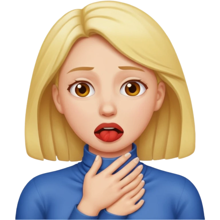 Woman choking herself emoji