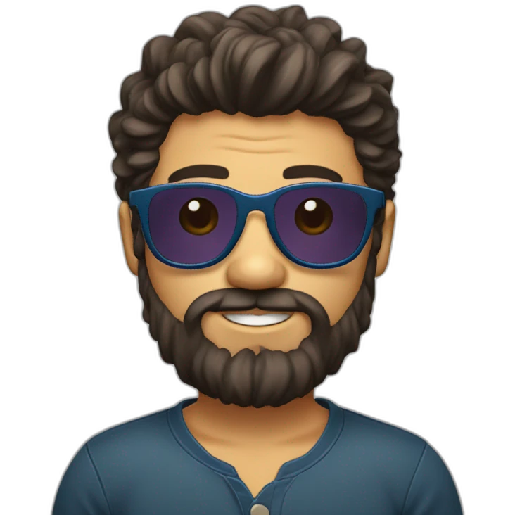 chico con barba y gafas pelo rizado emoji