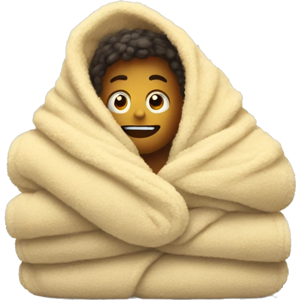 Person wrapped in a heated fuzzy blanket  emoji