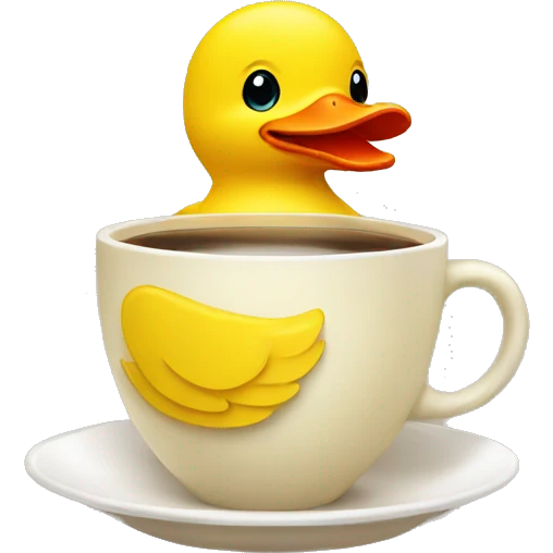 rubber yellow duck holding a cup of coffee emoji