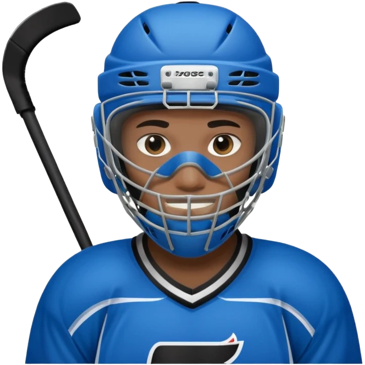 Black ice hockey player who have  a goalkeeper mask emoji
