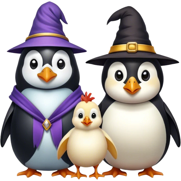happy penguin and chicken wizards emoji