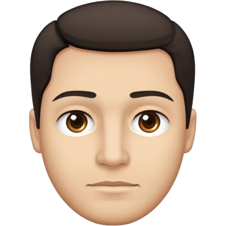 close-up of man face only with medium eyes, medium light skin tone, dark hair, no neck visible, just the face emoji