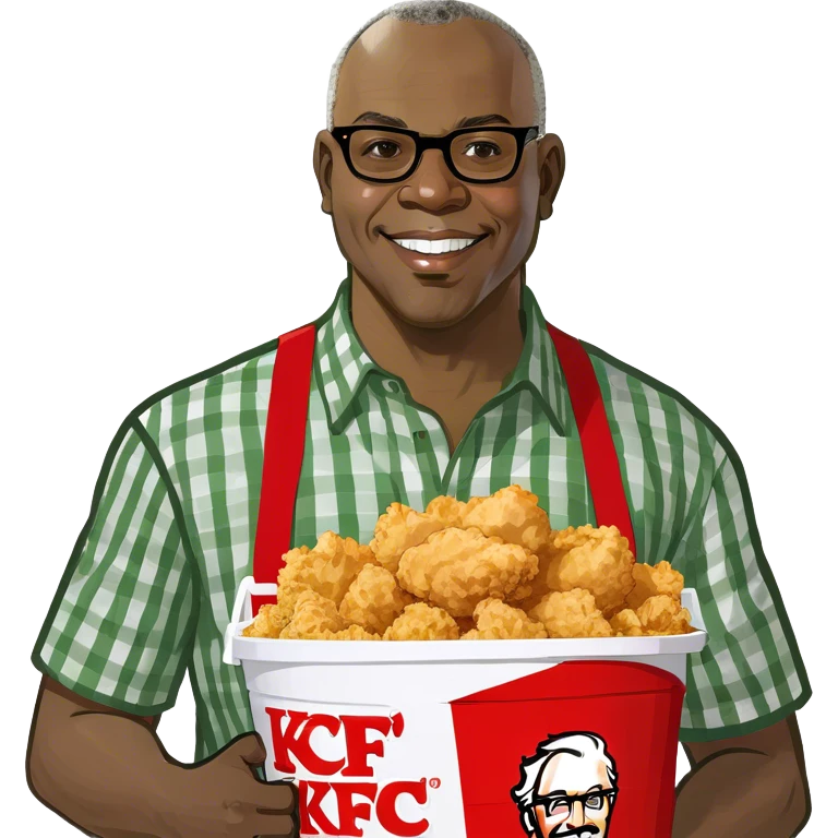 african american man holding kfc emoji