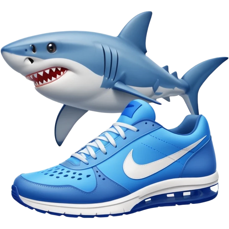 Shark with Nike shoes that are blue  emoji