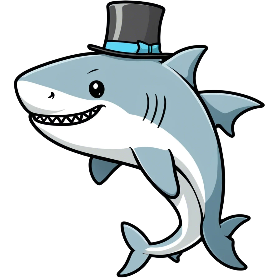 Shark with a top hat emoji
