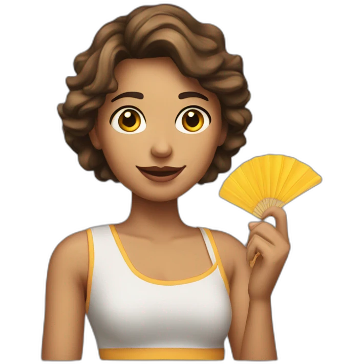 chica con abanico en la mano emoji