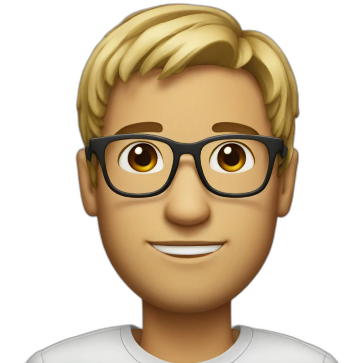 man with square glasses and hair to the bangs emoji