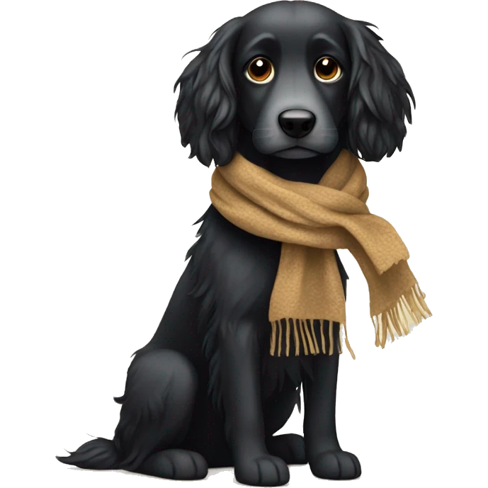 Black long hair dog with scarf emoji