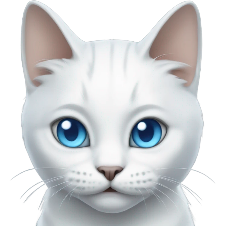 White cat with grey face and blue eyes that looks like a dragon emoji