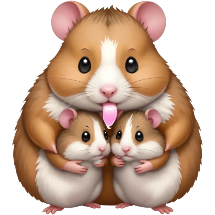 Mommy hamster with 2 baby hamsters and daddy hamster  emoji
