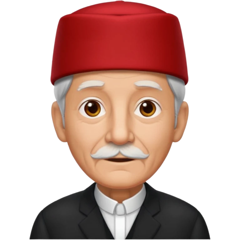 black suited old man with red fes hat emoji