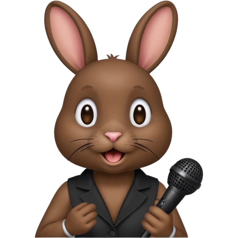 black bunnie singing , holding mic emoji