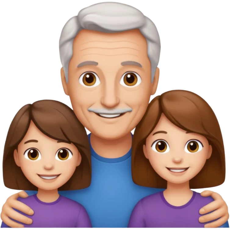 Papa solo avec ses deux filles et son fils emoji