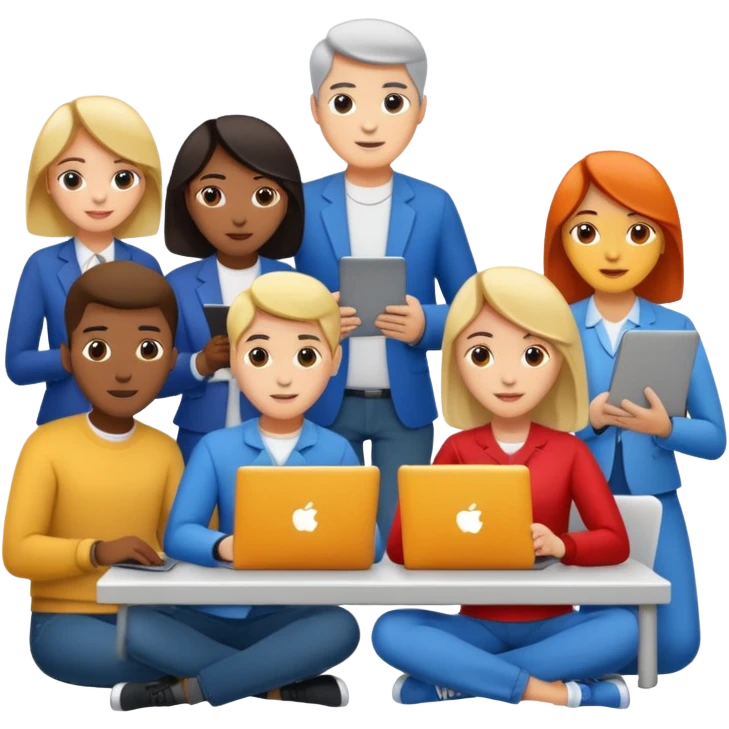 digital project, team collaborating online emoji