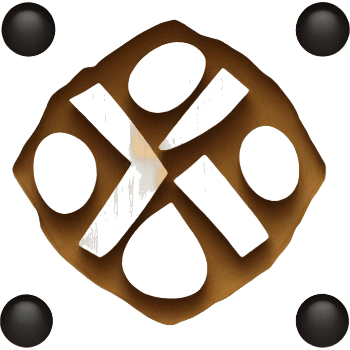 number "x2" carved on a wooden dice emoji