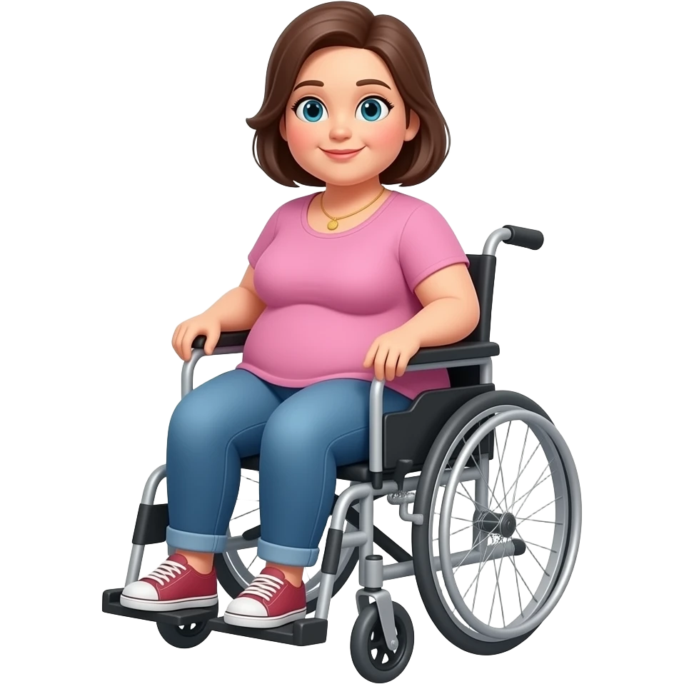 hazme una madre gordíssima con silla de ruedas. cuerpo completo. emoji