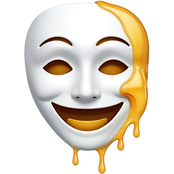 Smile mask being taken off a melting smile emoji