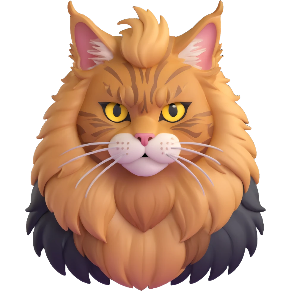 adorable yet majestic maine coon cat with fierce eyes and fluffy mane emoji