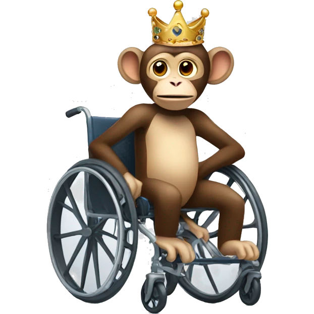 Monkey in a wheelchair wearing a crown emoji